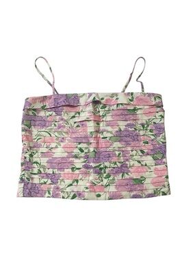 WAYF pink and purple floral print spaghetti strap crop top cotton size medium